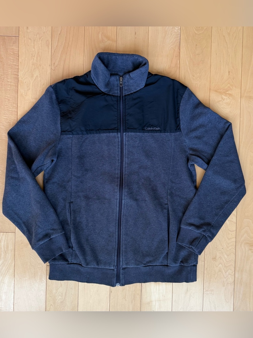 Calvin Klein Gray Black Full Zip Fleece Jacket Medium